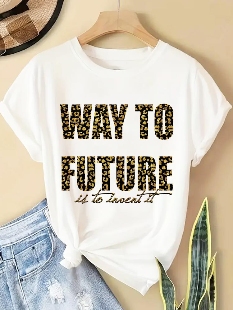 (Asian Size) trend watercolor letter Printed Clothing Casual T Shirt  Lady Female Top Fashion Graphic Short Sleeve T-shirts Women Tee