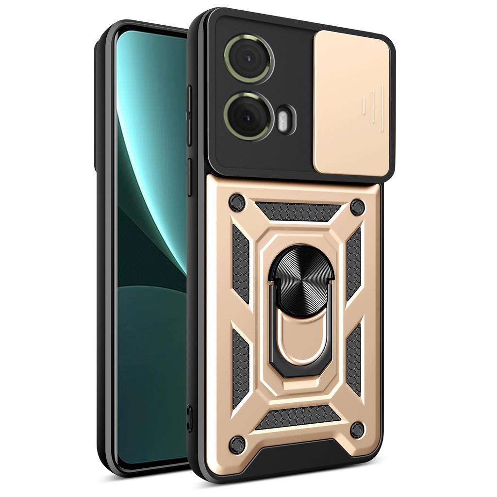 For Motorola Moto S50 Neo 5G/G85 5G Case with Slide Camera Lid PC+TPU Kickstand Phone Cover