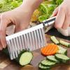 Stainless Steel Potato Chip Slicer Crinkle Cutter Knife Dough Vegetable Fruit Potato Crinkle Wavy Slicer Knife French Fry Slicer
