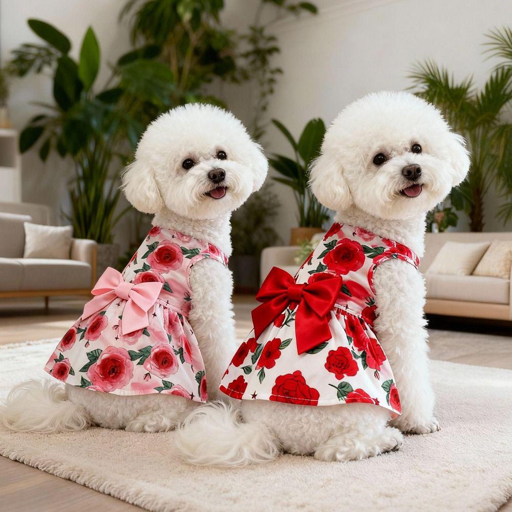 Pretty Summer Dog Clothes Breathable Dog Sleeveless Dress Fashion Cute Puppy Clothes Pet Costumes
