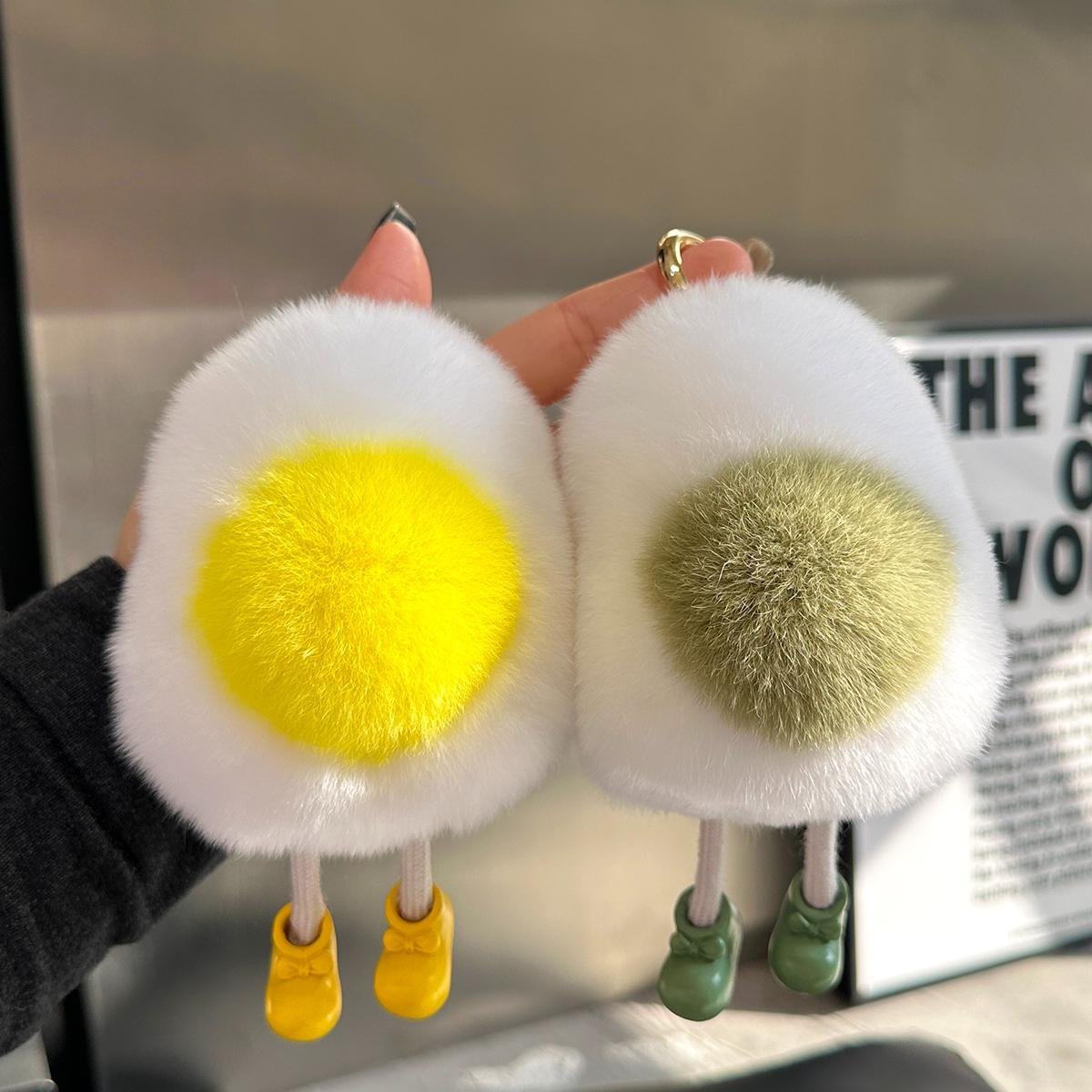 

Милый настоящий мех кролика выдры вареное яйцо автомобильный брелок кулон с помпоном кукла сумка подвесной подарок