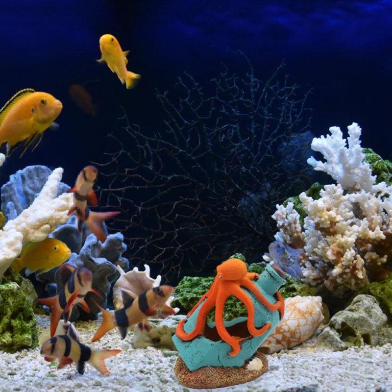 Drifting Bottle Octopuses Aquascaping Stone For Fish Tanks Resin Decorations Safe Lightweight Design