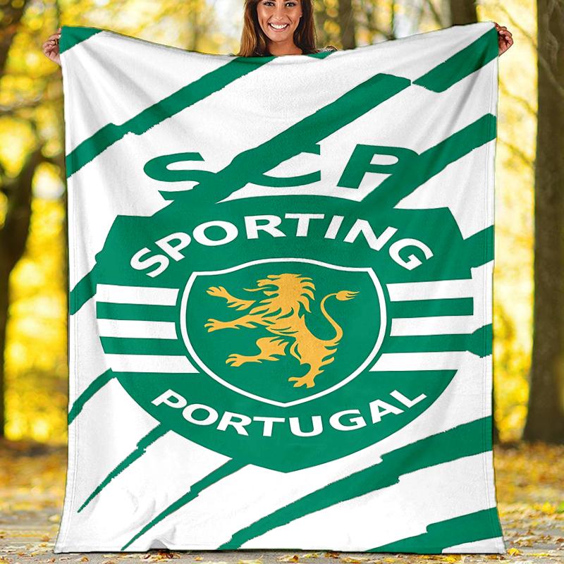 Sporting CP logo printed throw blanket—soft,warm;versatile blanket for all seasons—perfect as &air-conditioning throw,nap blanket