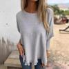 Oversized Long Sleeve Knit Top with Floral Lace Trim for Women - Autumn Winter