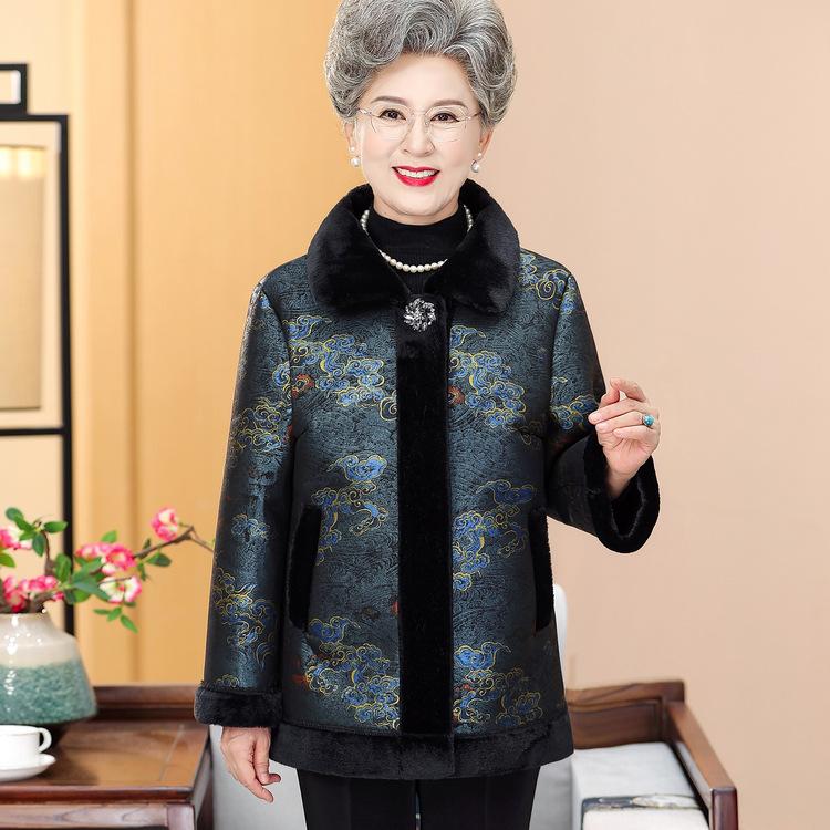 New Chinese Cotton Jacket, Grandma Clothes, Tang Suit, Plus Velvet Thickened Cotton Jacket, Old Lady In Winter Cotton Jacket