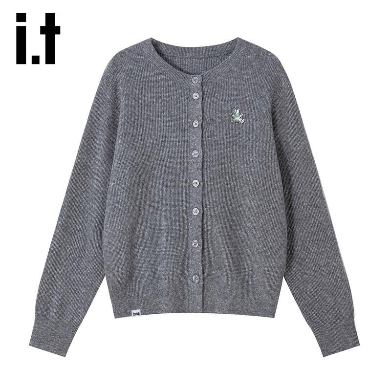 Izzue Women's Hooded Single-breasted Knit Cardigan