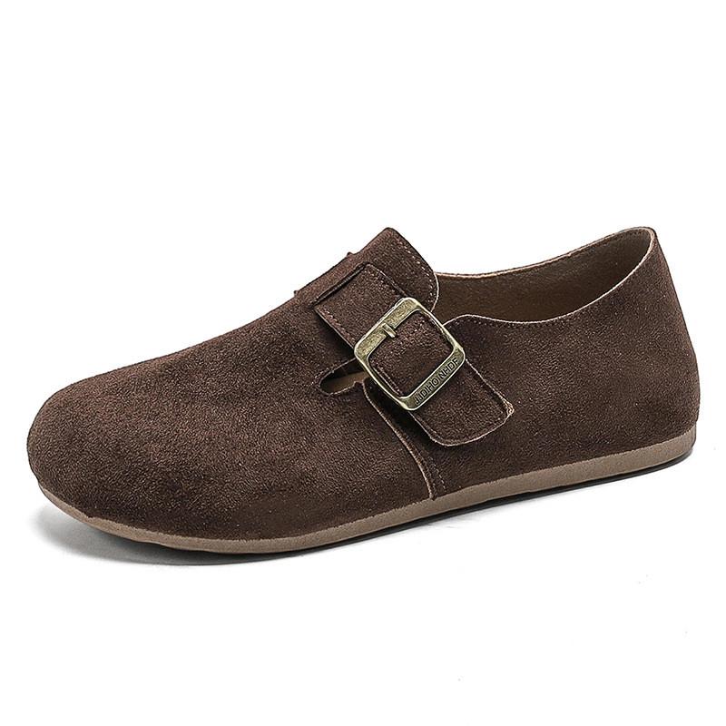 Womens Retro Loafers With Inner Height Increase And Buckle Closure For Casual Daily Wear