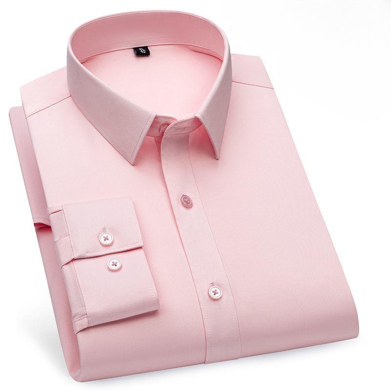 Men's Summer Mulberry Silk Shirt: Solid Color, Non-Iron Long-Sleeve, Anti-Wrinkle Style for Business Casual & Professional Wear