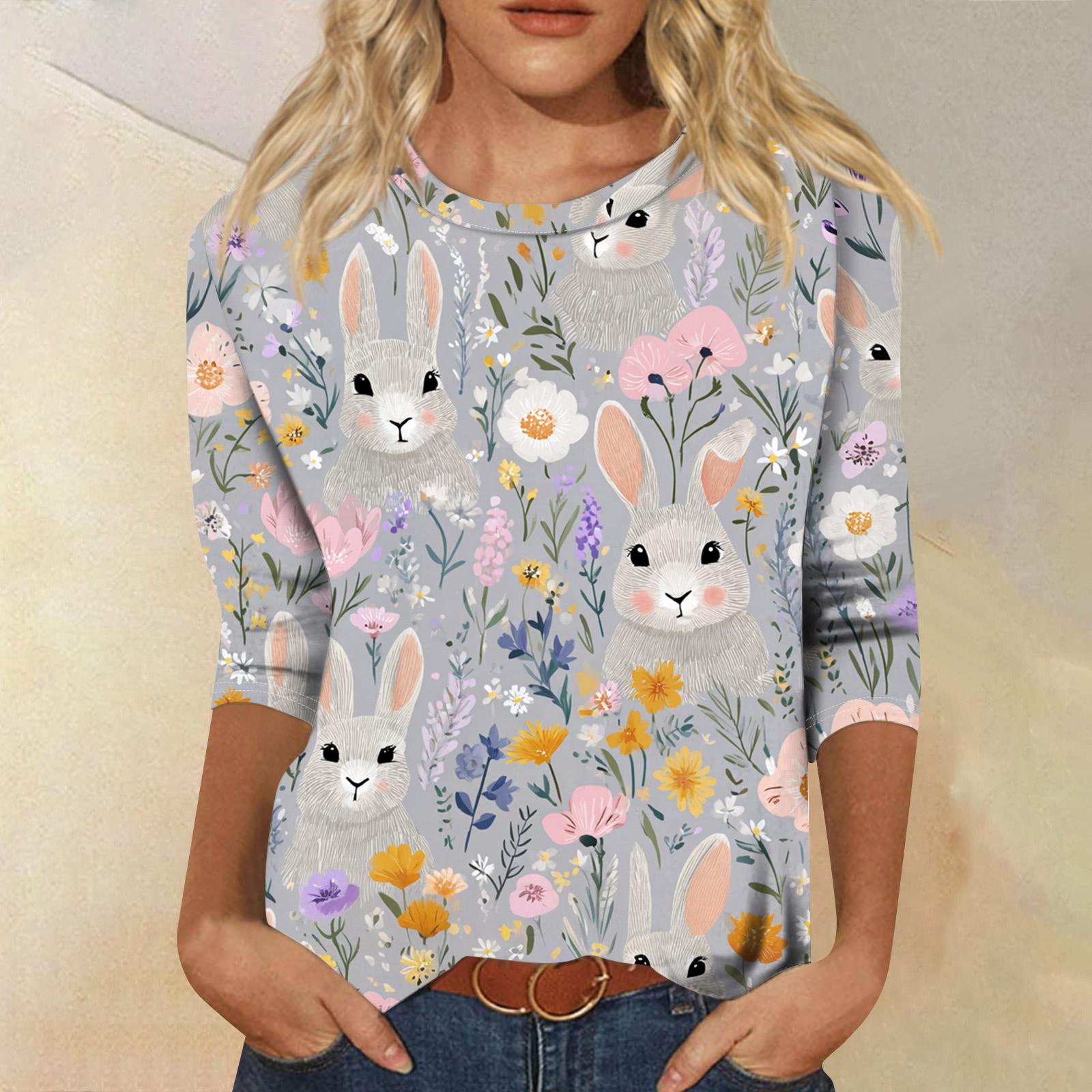 

Женский модный повседневный топ-свитер с рукавом три четверти, с пасхальным принтом, с круглым вырезом XXL бежевый