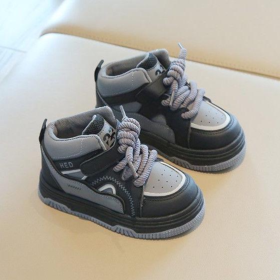 2025 Kids' Sneakers: Boys' Solid Bottom & Girls' High-Top Bread Shoes for Autumn/Winter