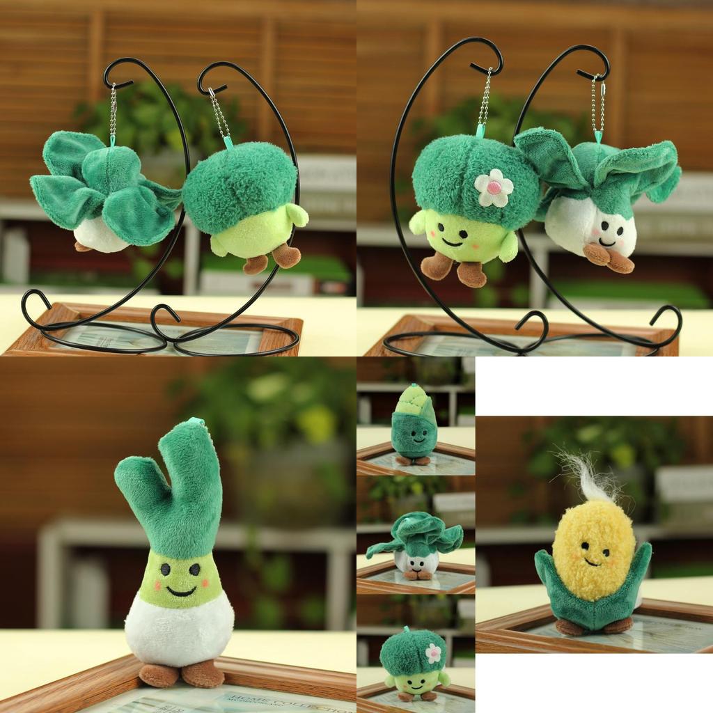 Adorable Vegetable And Fruit Plush Toys Broccoli Cabbage Corn Green Onion Realistic Stuffed Dolls