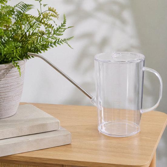 Garden Watering Can Steel Spout Transparent Body with Long Stainless Non-Slip Handle Watering