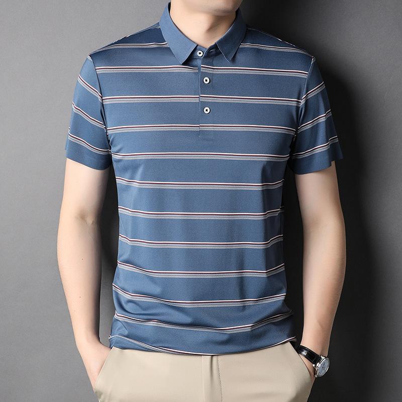 Summer Spot Thin Striped Loose Style Trendy Youth Lapel Casual Cotton Shirt