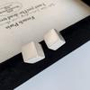 S Silver Needle Three-dimensional Square Brushed Metal Small Square Earrings Simple Design Sense of Moisture Cold Wind Niche Earrings
