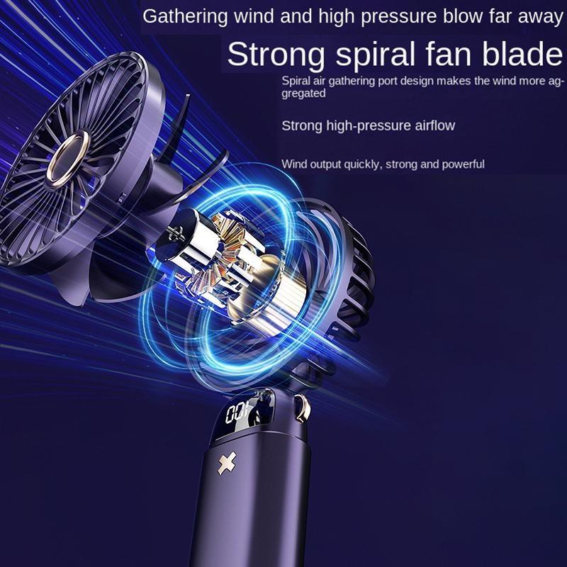 1PCS Mini Portable Fan With Smart LED Digital Display 5 Speed Adjustable Rechargeable Handheld Fan Mini Fan