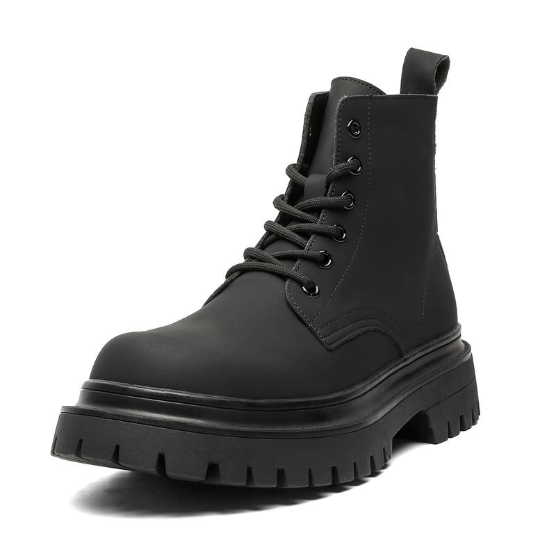 Black inner heightening Martin boots men's autumn and winter British style high-top thick-soled heightening tooling boots big boots 2866-J