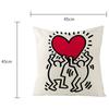 Linen Pillowcase Cartoon Hand-painted Love Cushion Cover 45x45cm Home Sofa Decoration