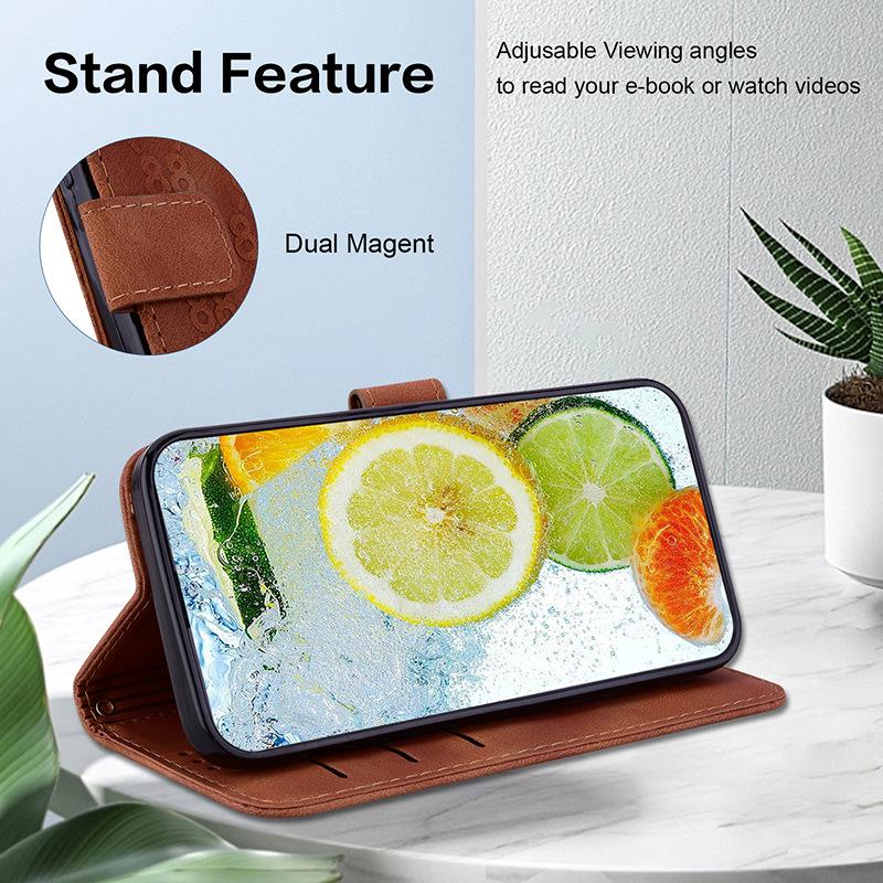 Leather Flip Case with Card Slot for TCL 408 - Full Wrap Protective Cover