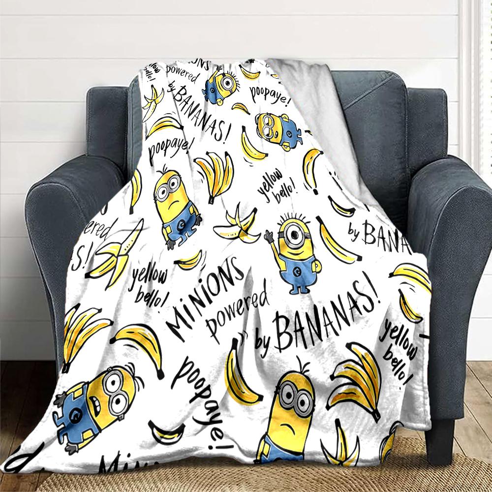 Minions Bananas Blanket Soft Throw Blanket For Home Bedroom Bed Sofa Travel Office Solid Christmas Blanket