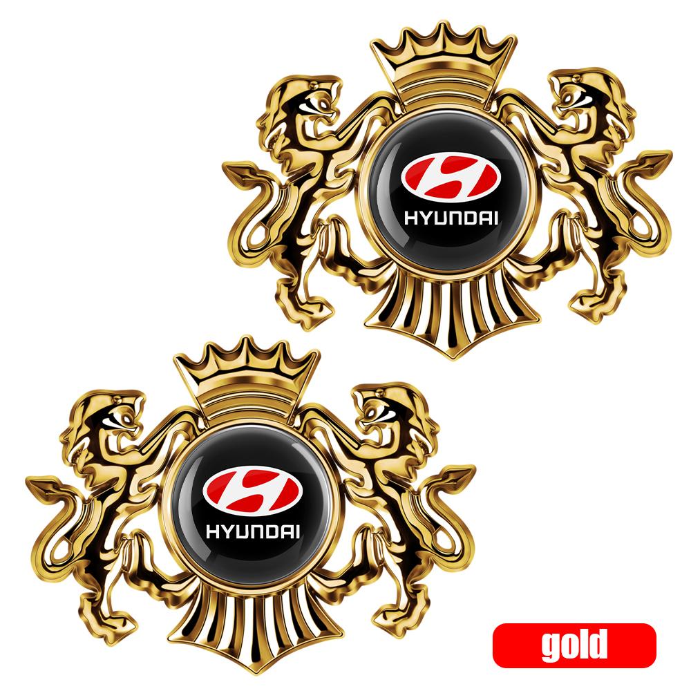 1/2pcs 3D Lion Crown Styling Car Body Side Trunk Emblem Metal Stickers For Hyundai P GDI I30 IX20 IX35 Tucson Solaris Accent Azera