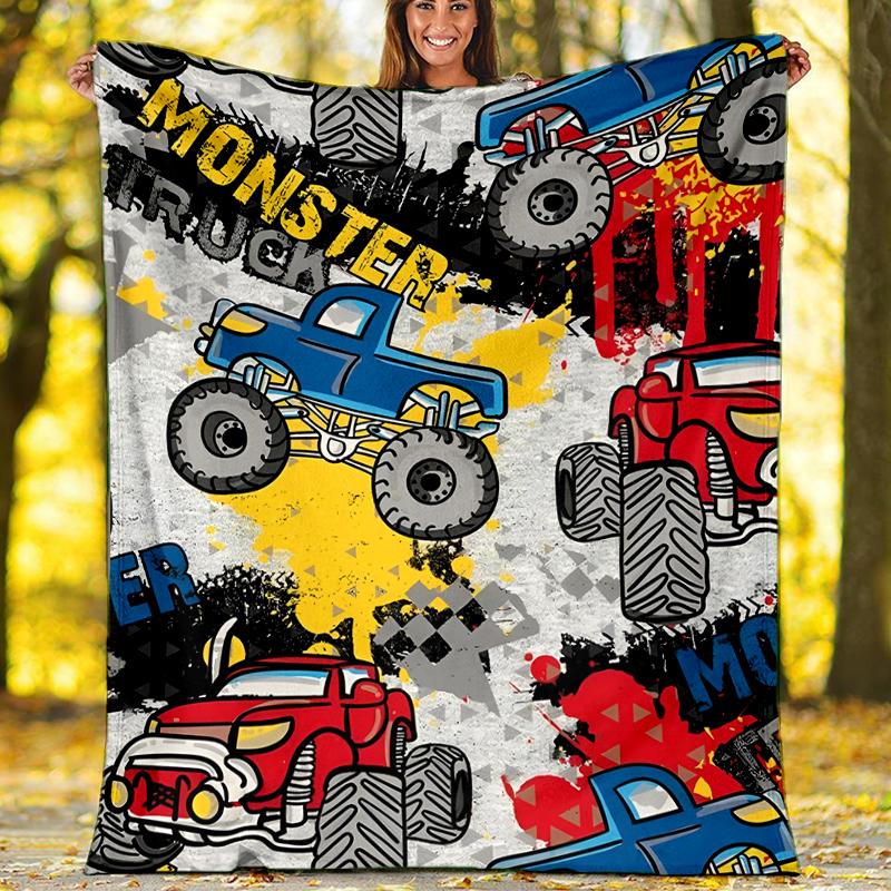 Truck Theme Printed Blanket - Perfect for Couch, Bed, Travel & Outdoor Use | Machine Washable, Cozy & Durable.