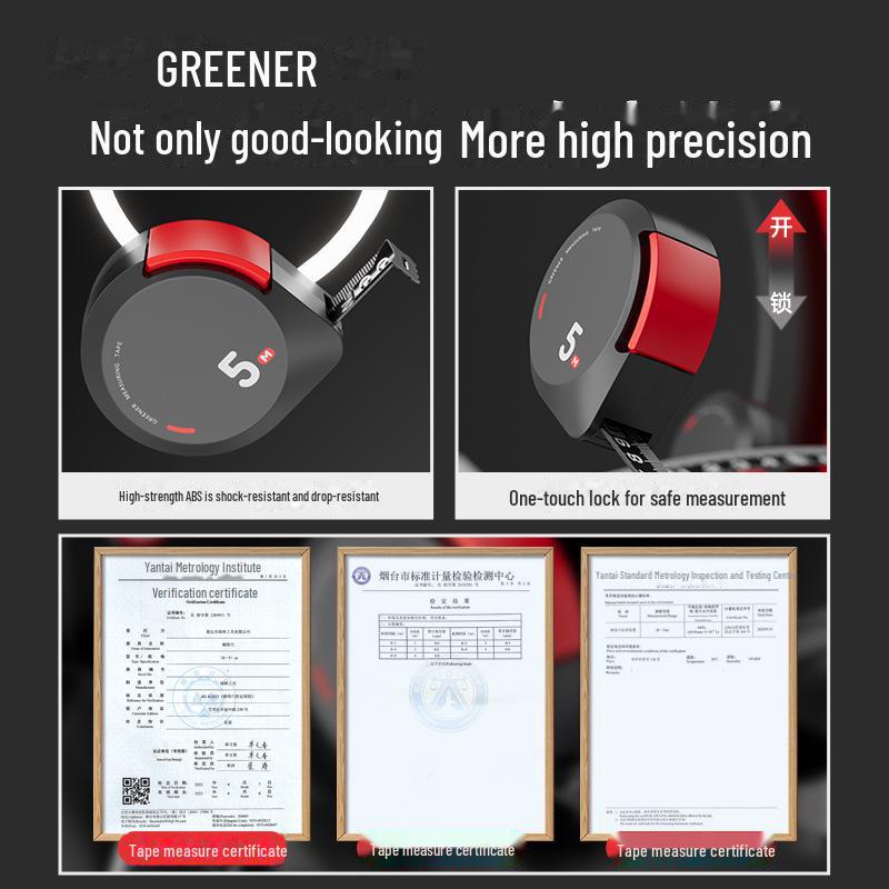 Bandă de măsurare de înaltă precizie rezistentă la uzură Green Forest - 3m/5m Mini, design anti-tăiere