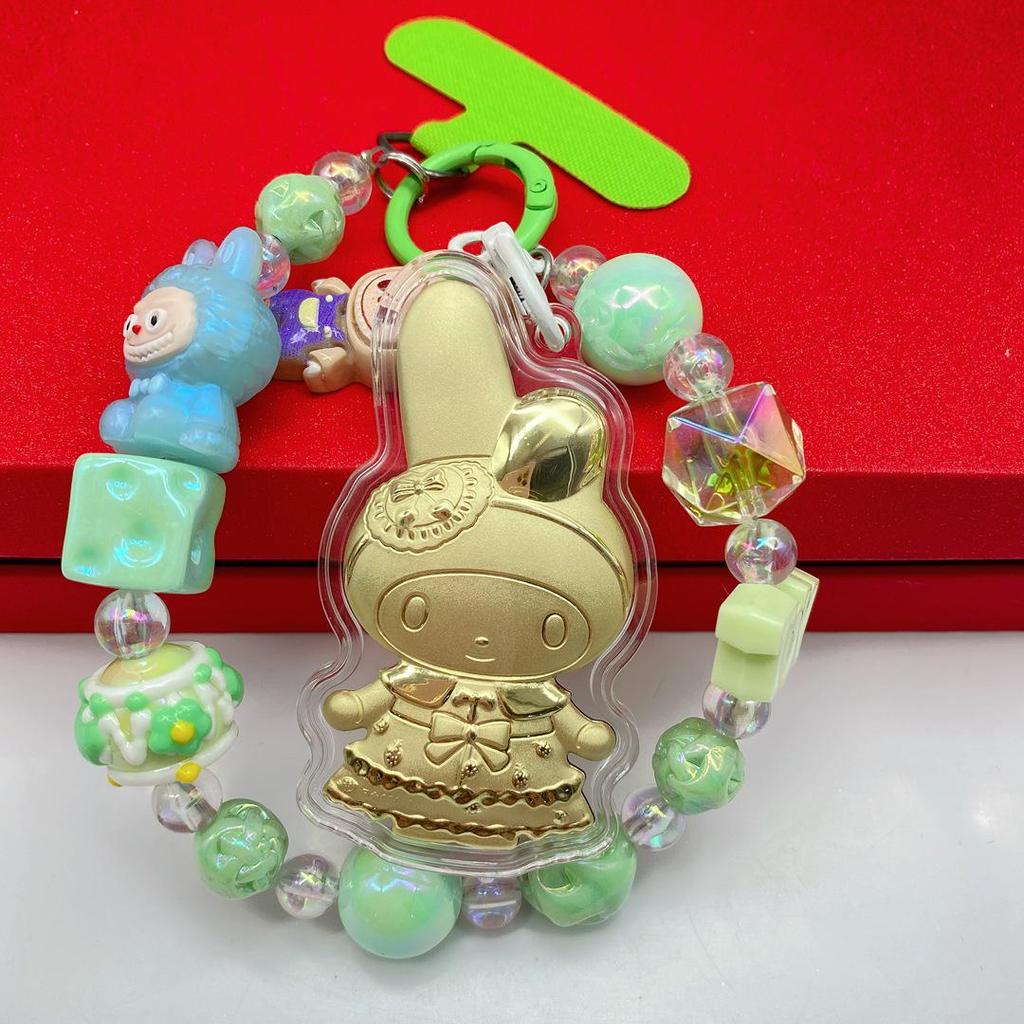 Sanrio My Melody 999 Pure Gold Charm Pendant Keychain Bracelet for Women