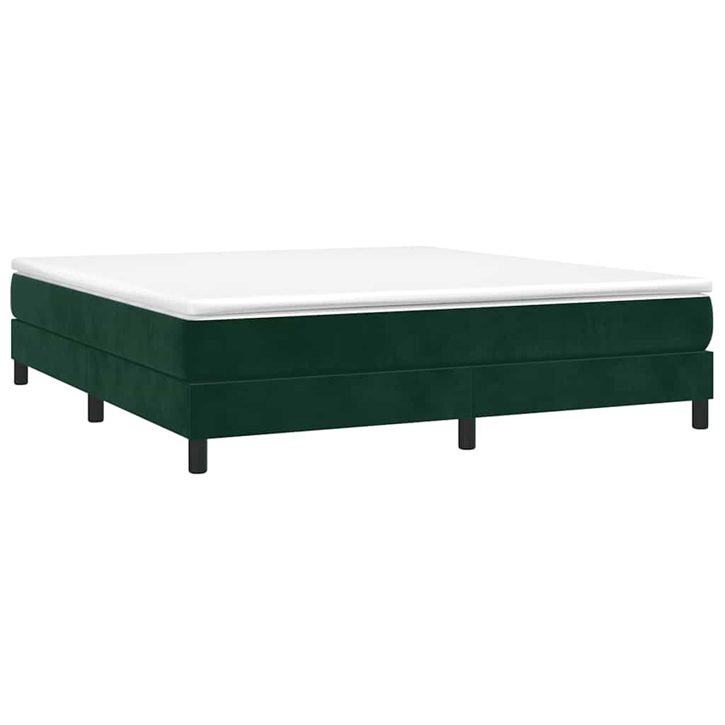 Box Spring Bed Frame Dark Green 160 x 200 cm Velvet