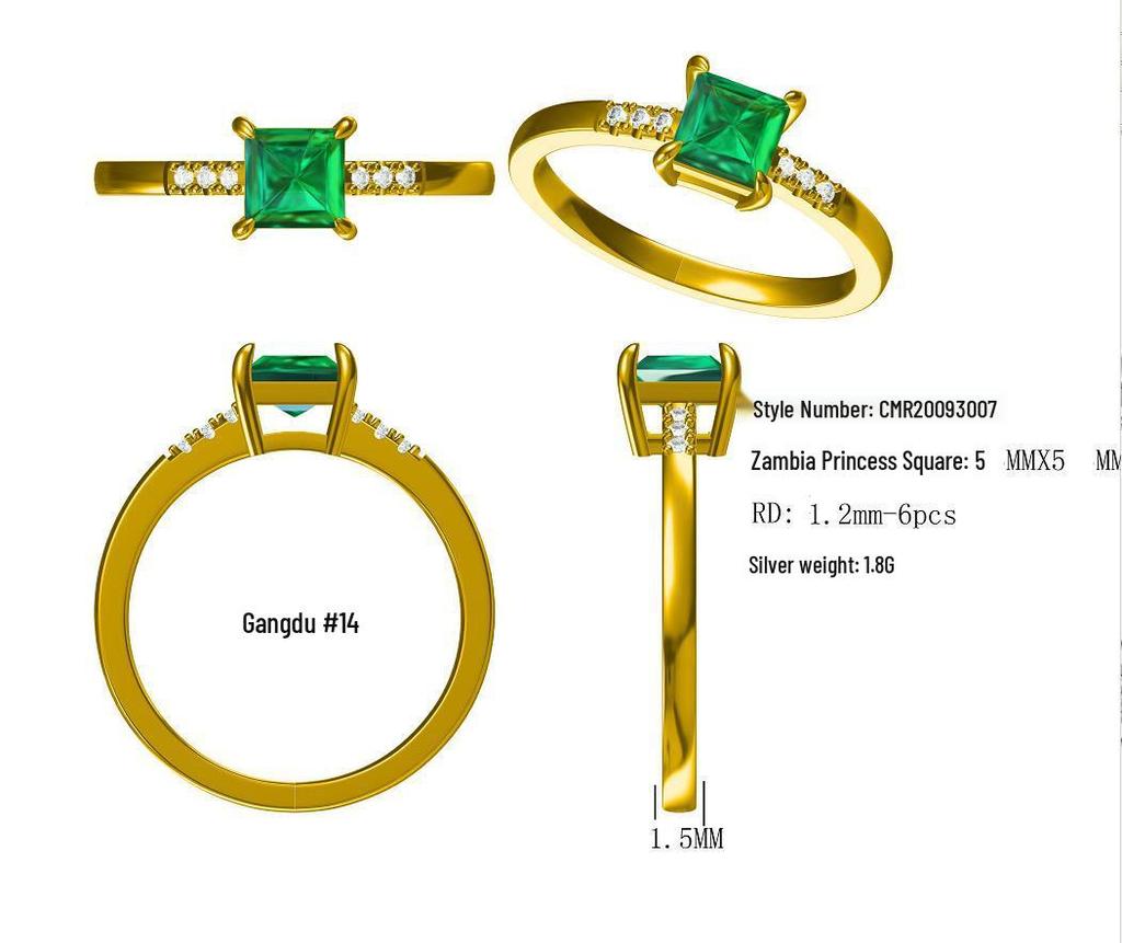 Elegant Japanese-Style Emerald Ring: Simple, Fresh, and Flexible Design