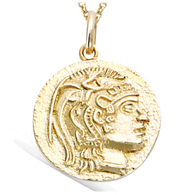 [R4235] - Gold Plated 'Ancient Greece' Pendant - 18 Mm (knight)