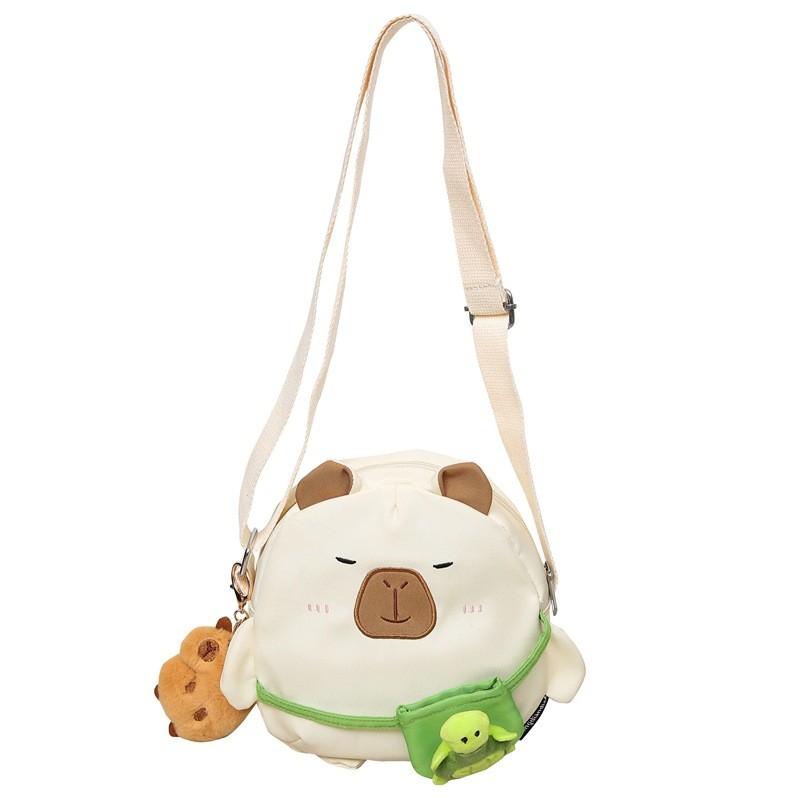 Capybara Small Shoulder Bag With Nylon Material And Zipper Closure For Casual Travel