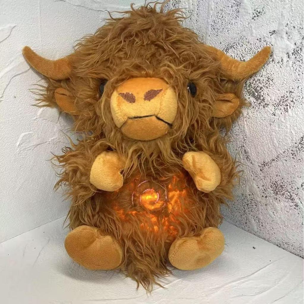 Highland Cattle Glow & Breathe Lullaby Doll for Early Education