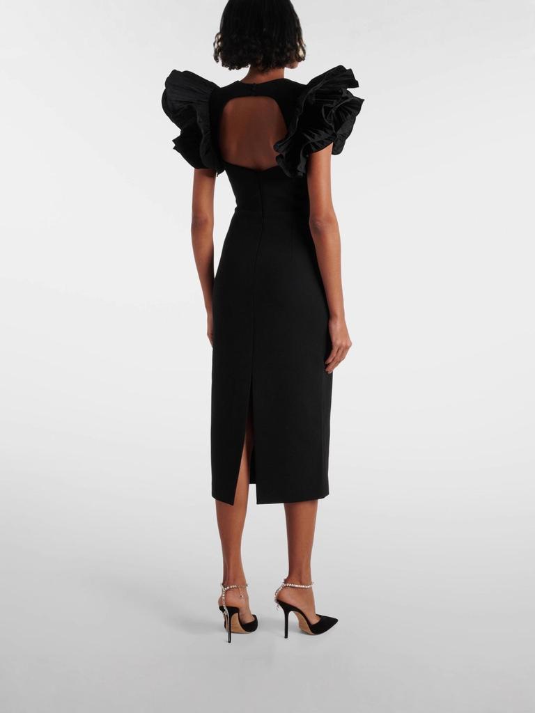 Women's Elegant Mesh Ruffle Sleeve Backless Bodycon Dress