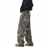 Retro Washed Diagonal Pocket Camouflage Cargo Pants Men's and Women's American High Street Easiest for Match Vibe Straight-leg Loose Casual Trousers