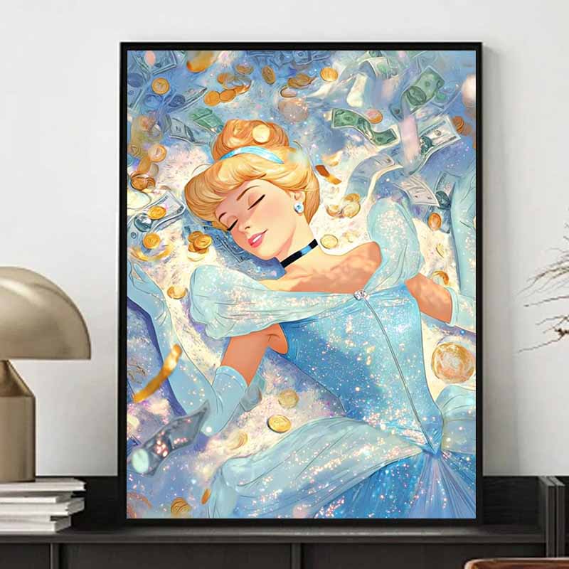 Disney 5D Diy Diamond Painting Cinderella Cinderella Wealth Theme Illustration Embroidery Mosaic Cross Stitch Home Decor Gift Crafts