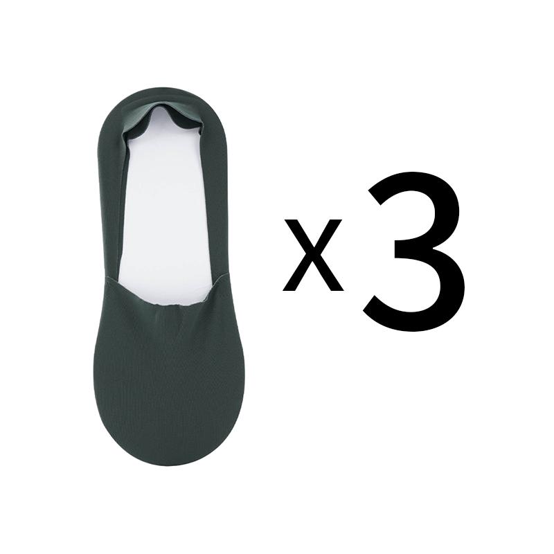 3 Pairs of Summer Breathable Invisible Boat Socks Non-slip Men's Ice Seamless Silicone Low Cut Short Invisible Socks