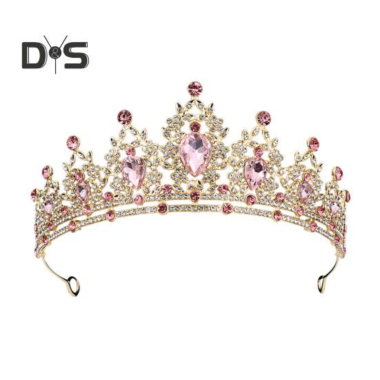 

Обруч для волос, сверкающий, со стразами, инкрустированный в виде листа, свадебный венец, повязка на голову из сплава, аксессуары для волос на день рождения розовый