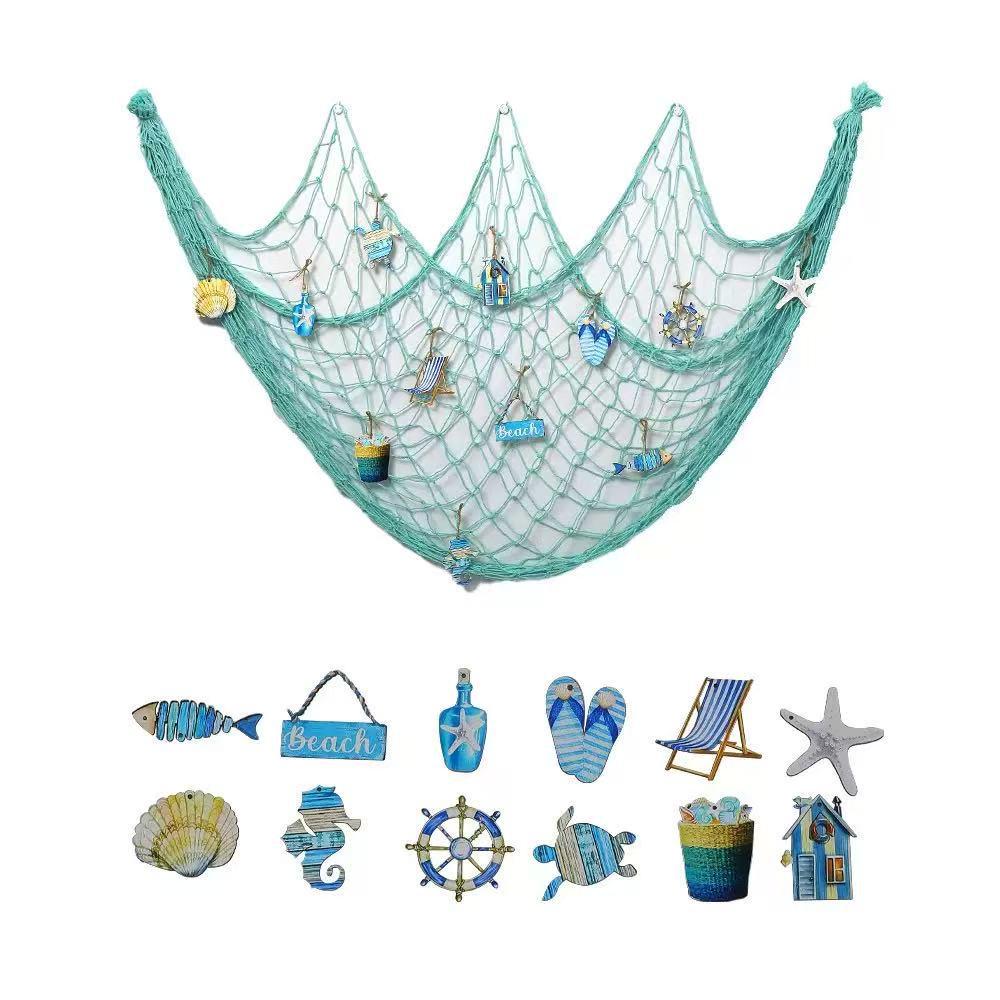 Filet de pêche décoratif épais style méditerranéen pour mur photo et décorations sur le thème de l'océan