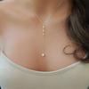 Teardrop Shaped Zirconia Pendant Necklace Gold Necklace for Women Romantic Wedding Birthstone Fashion Jewelry Charms