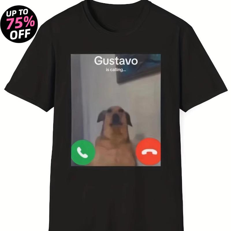 

Casual Short Sleeve Round Neck Women Tshirt Clothing Gustavo The Dogs Funny Phone Call Graphic Printed TShirt S