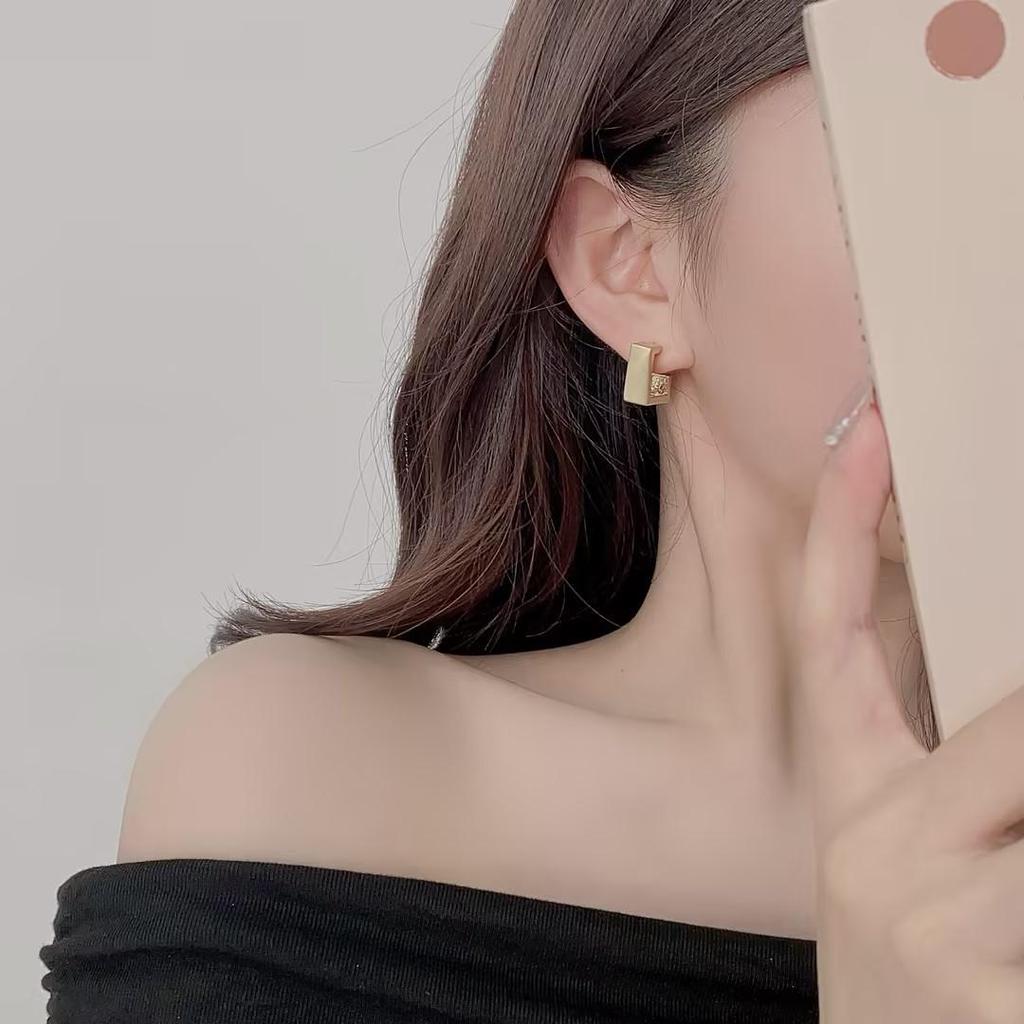 High-End 925 Sterling Silver Twisted Metal Stud Earrings for Women