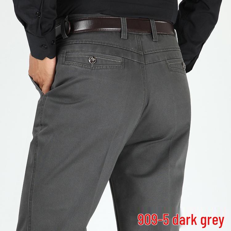 Men's Thick Cotton Casual High-Waisted Straight-Leg Pants for Autumn and Winter