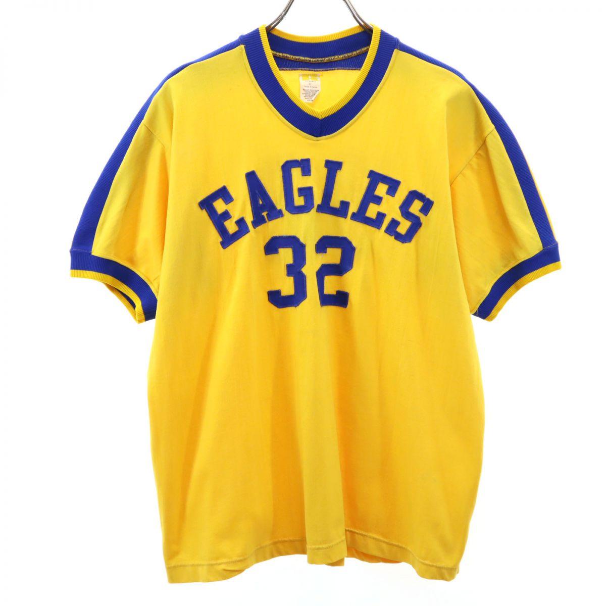 Russell 70-е 80-е Сделано в США Винтажная футболка с коротким рукавом и V-образным вырезом Мужская Б/У