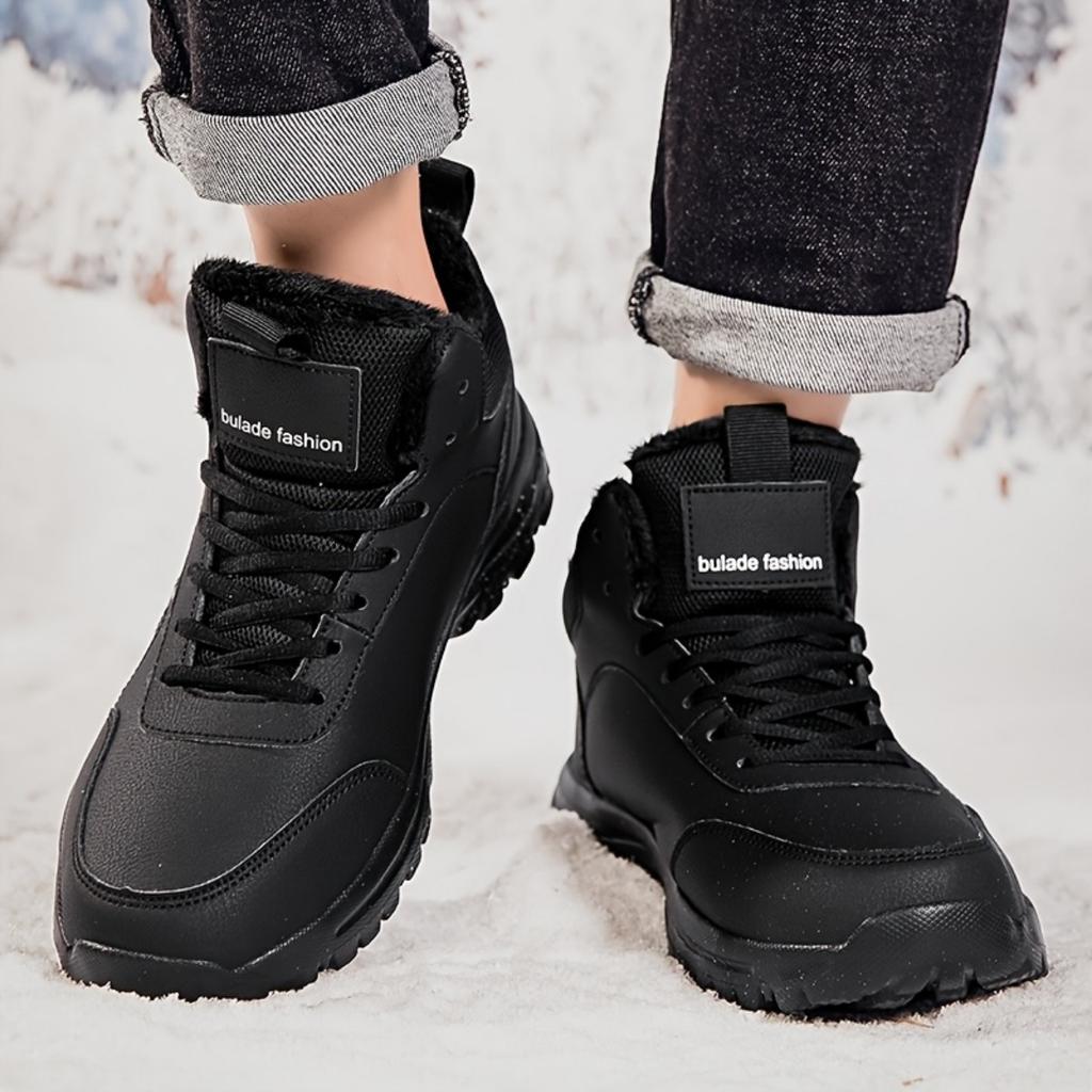 Men's Shoes Winter Thick and Cotton Mid High Top Casual Sports Shoes Warm Outdoor Shoes Lightweight and Non Slip Dad Shoes Walking Shoes