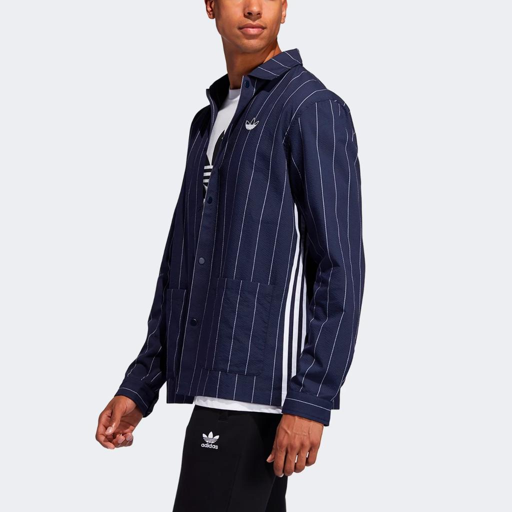 Adidas Originals Striped Long Sleeve Shirt Men Shirts Blue ED5515