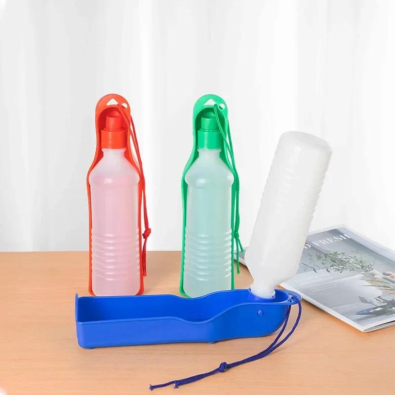 Plastic Portable Foldable Pets Outdoor Travel Drinking Water Feeder Bowl 250ml/500ml Pet Dog Water Bottle