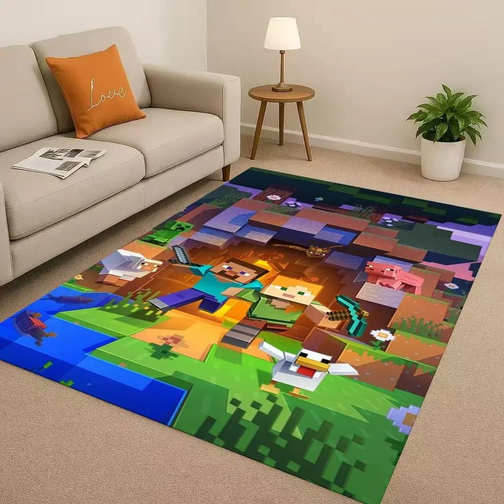 3D S-Sand B-box Cartoon Game Living Room Non-Slip Area Rug Soft Carpet for Bedroom Playroom Sofa,Easy Clean Home Decor Doormat