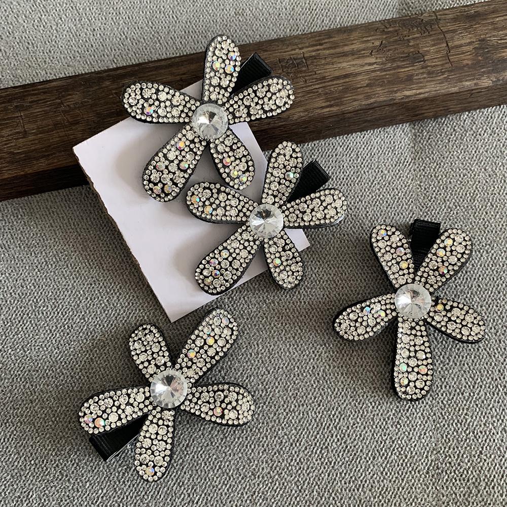New 2 Pcs Cute Toddler Hair Clips Black Bow Diamond Slip Hair Pins Accessories Barrettes for Girls Kids Hairstyle DIY Decoration