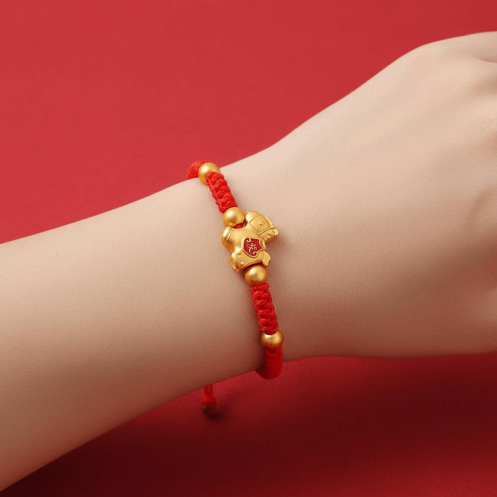 Chinese Style Lucky Pony Red Rope New Year Hand Rope Fortune Bracelet Horse Year Bracelet  Gift
