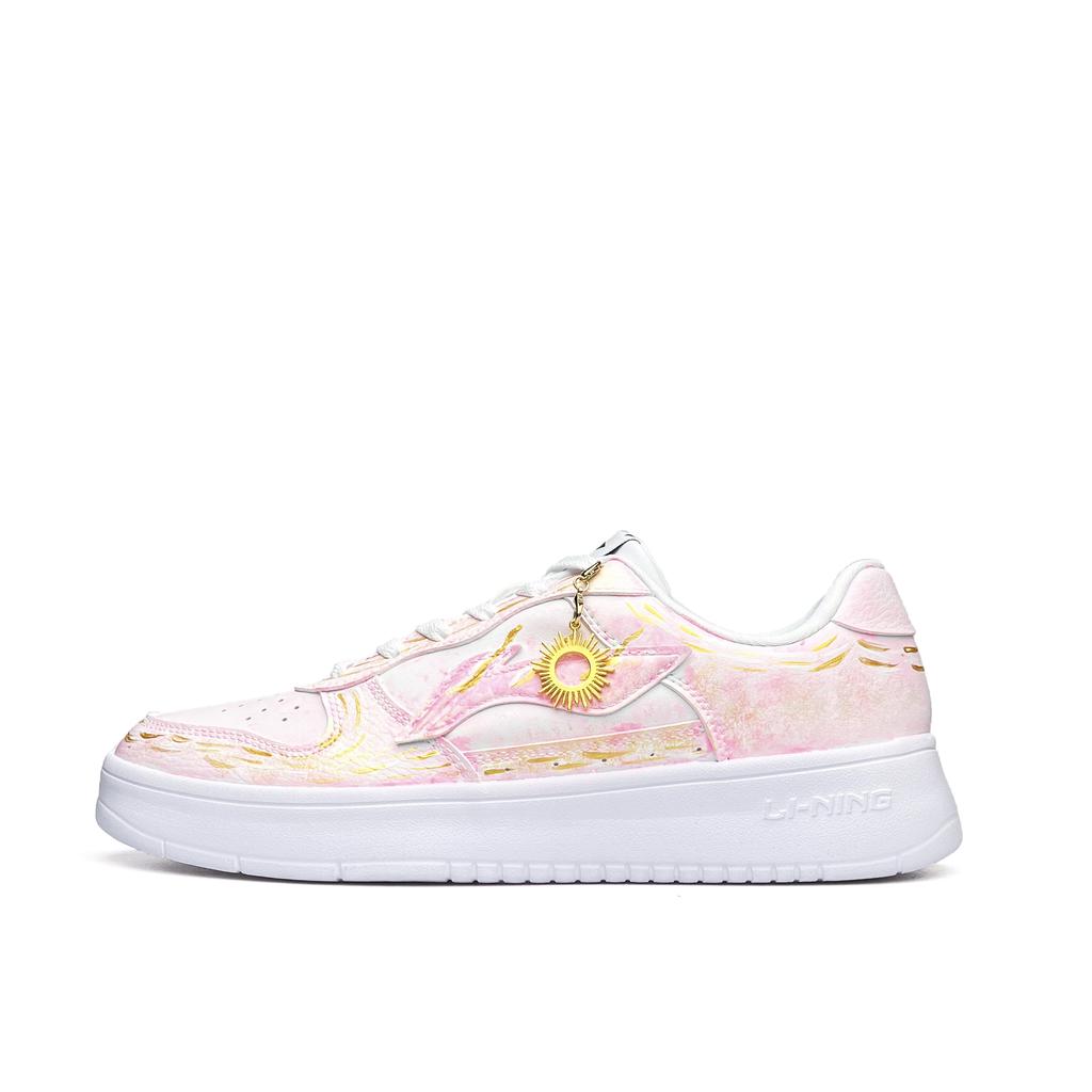 Li Ning Floating Boat Thermal Lightweight Breathable Slip Resistant Low top Skateboard Shoes Unisex White Pink AGCS419-1(Team920-BOX)